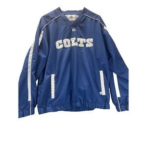 NFL Indianapolis Colts Mens Medium Pullover Windbreaker V Neck Blue